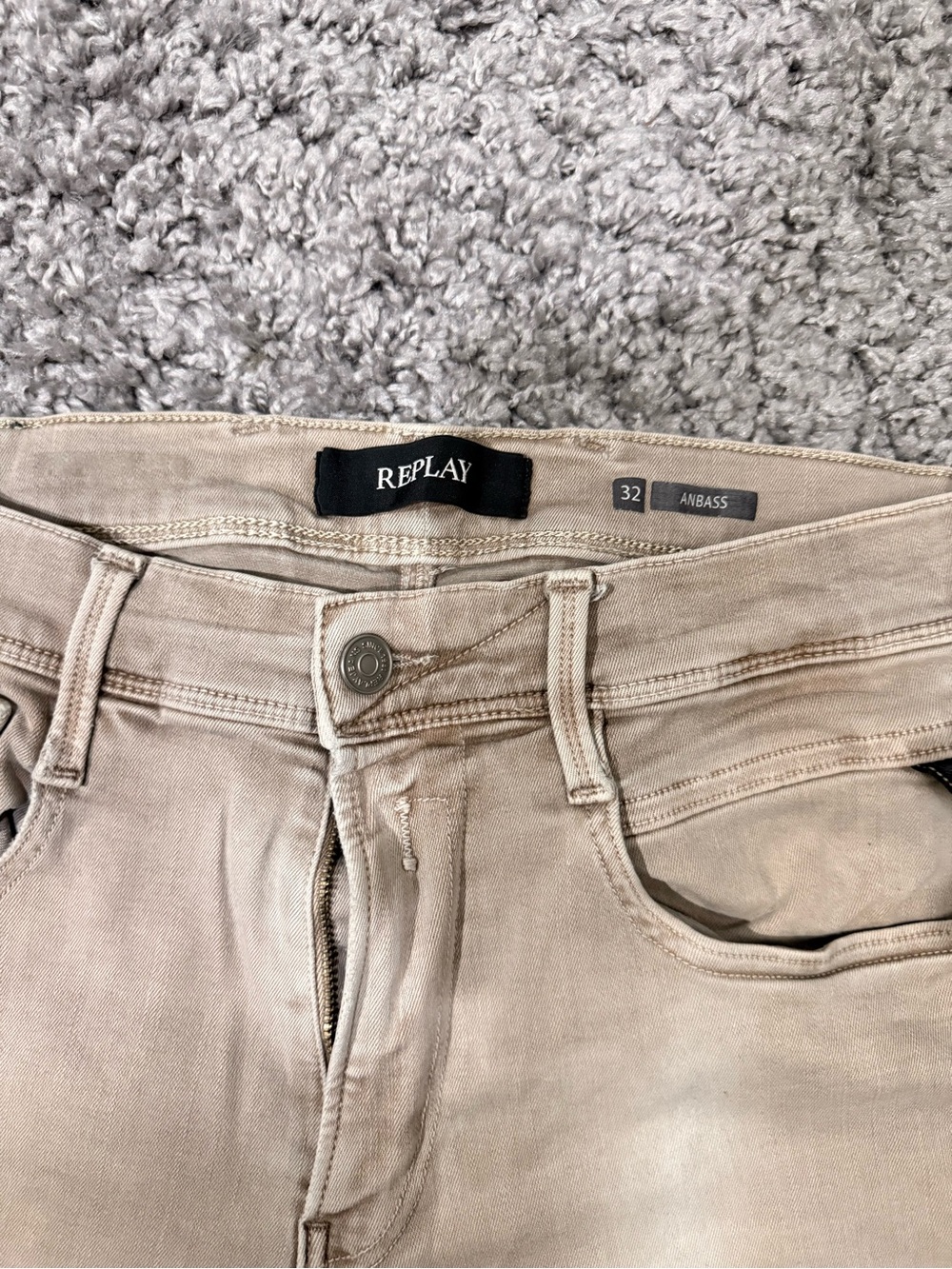 Replay Beige Straight-Leg Jeans
